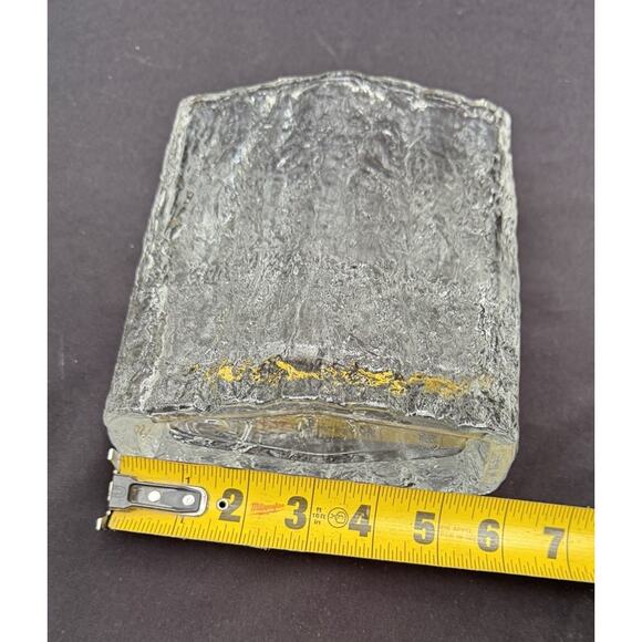 Hoya Crystal Frost Fire Ice Glass Vase Textured Clear Japan Vintage MCM Modern - Picture 6 of 12
